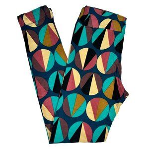 LuLaRoe Leggings Geometric Circles Navy  Brown Cream Triangles Turquoise Tween